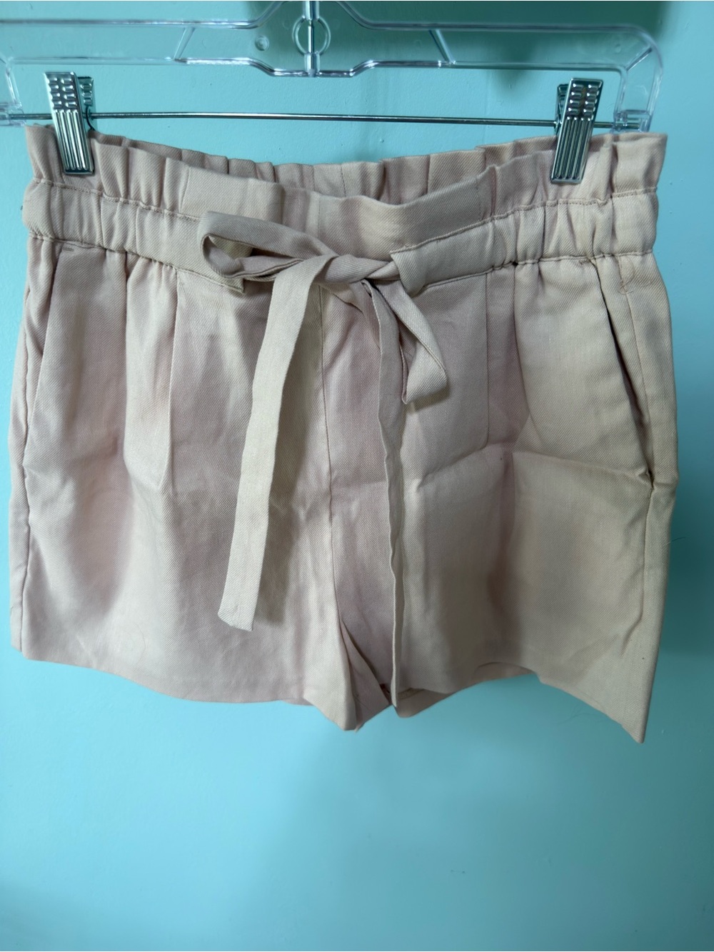 Express Shortie High-Waist Tie-Front Shorts in Blush Size Small